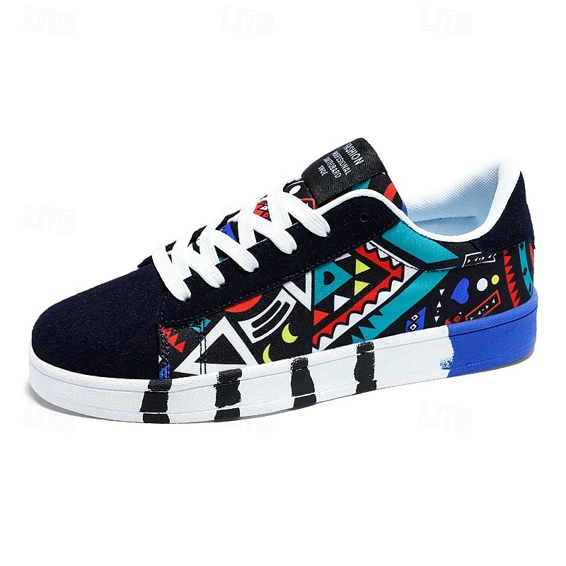 Men's Sneakers Walking Casual PU Leather Canvas Comfortable Slip Resistant Breathable Lace-up Black White Red Summer Spring 2025 - $32.99 –P4