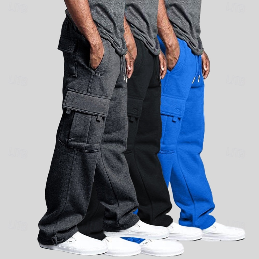 Herr Militärbyxor Fleecebyxor Joggingbyxor Joggare Långbyxor Elastisk midja Snörning Flera fickor Ensfärgat Vindtät Utomhus Knelängd Utomhus Ledigt Dagligen Mode Streetwear Svart + Vit + Ljusgr 2025 - $35.99 –P6