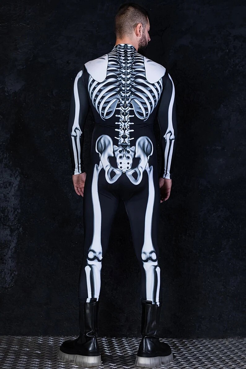 Totenkopf Halloween Bodysuit Ganzkörper-Catsuit Gruseliges Kostüm Kinder Erwachsene Herren Damen Jungen Halloween Karneval Tag der Toten Leistung Party Club Einfache Halloween-Kostüme Verkleiden 2025 - $29.99 –P2