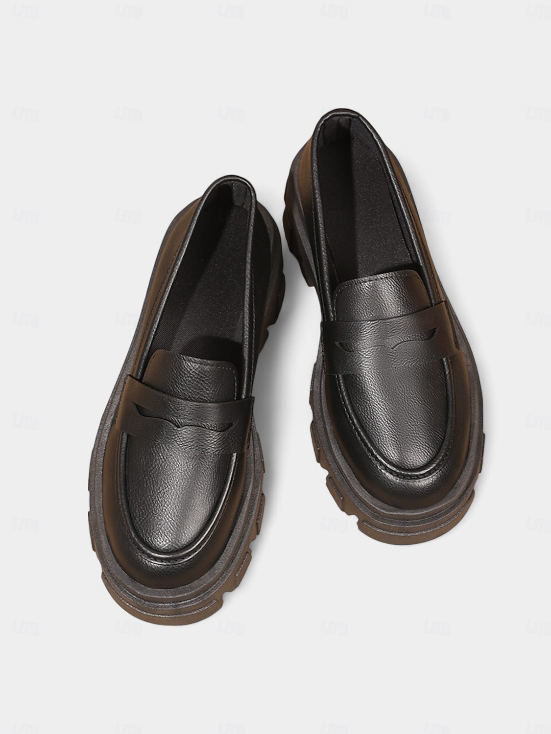 Mocassins noirs épais pour femmes avec semelle plateforme - chaussures décontractées à enfiler tendance pour un usage quotidien, au bureau et en week-end de 2025 ? $24.99 –P5