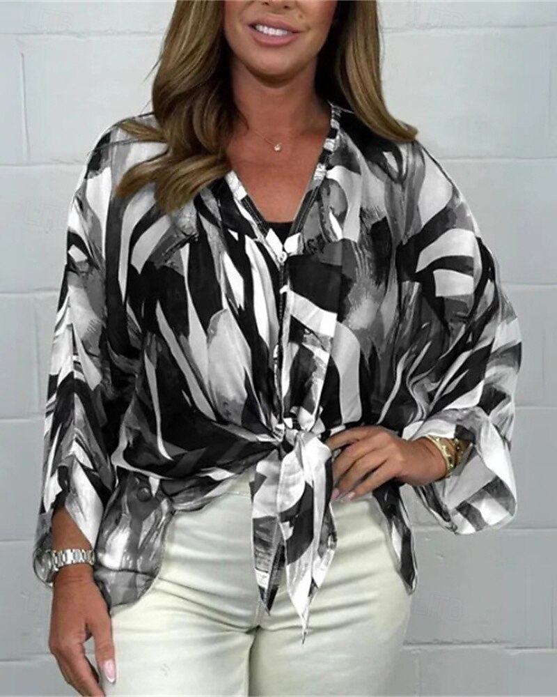 Women's Shirt Chiffon Tops Floral Stylish Modern Long Sleeve Shirt Collar Regular Tops Daily Holiday Buttons Print Black Yellow Pink Royal Blue Blue Spring Fall 2025 - $19.99 –P7