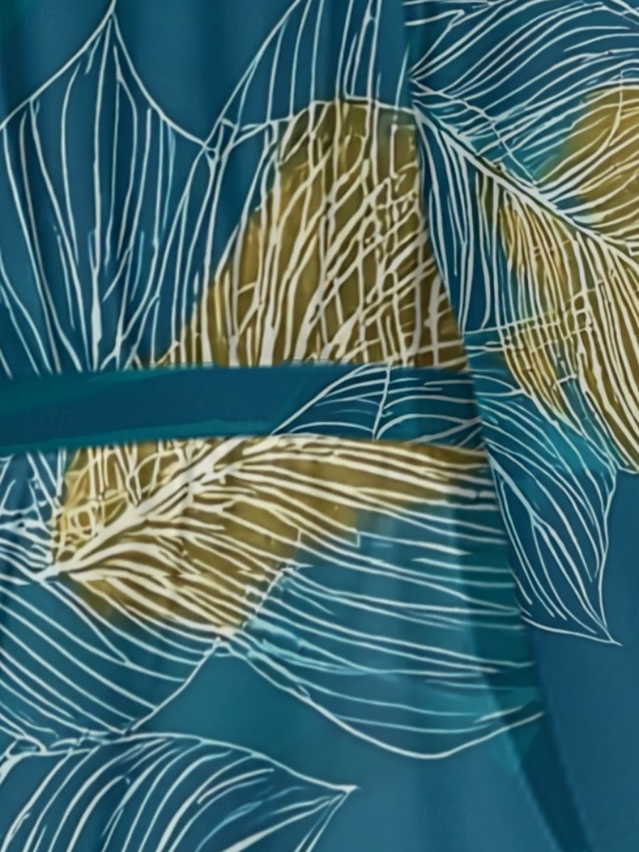 Damen Midikleid Freizeitkleid Chiffon Schwingkleid Modern Urlaub Täglich Wochenende Normale Passform Blumen Langarm V Ausschnitt Blau Grün Dunkelblau Sommer Frühling Herbst 2025 - $31.99 –P4