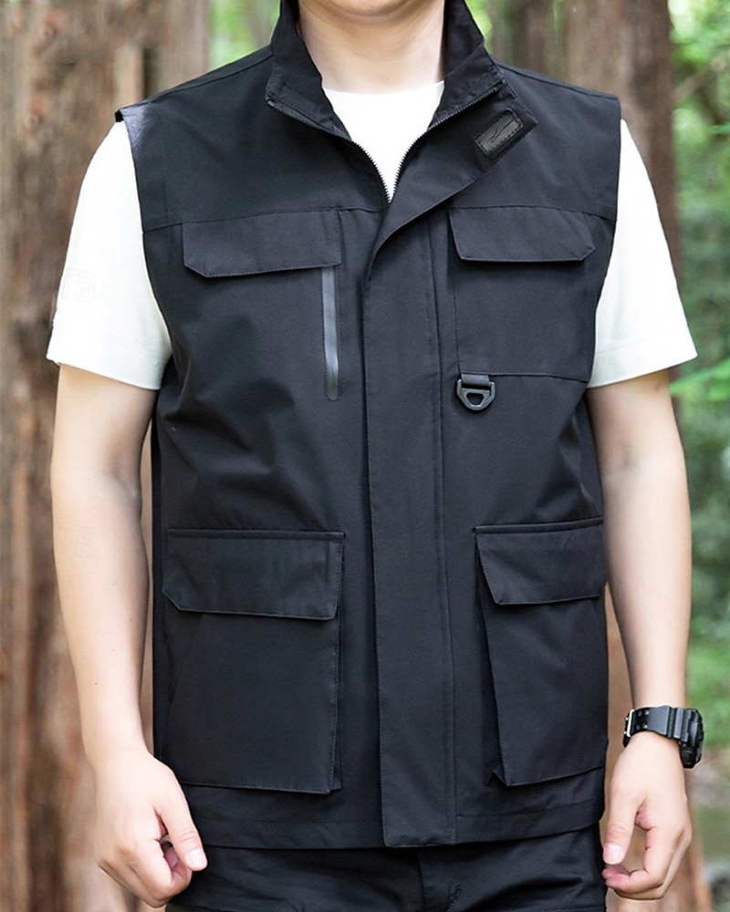 Per uomo Gilet All'aperto Quotidiano Moda Casual Primavera Autunno Tasca Poliestere Confortevole Semplice Cerniera Collo alla coreana Vestibilità regolare Nero Rosso Blu Cachi Gilet del 2025 a $48.99 –P13