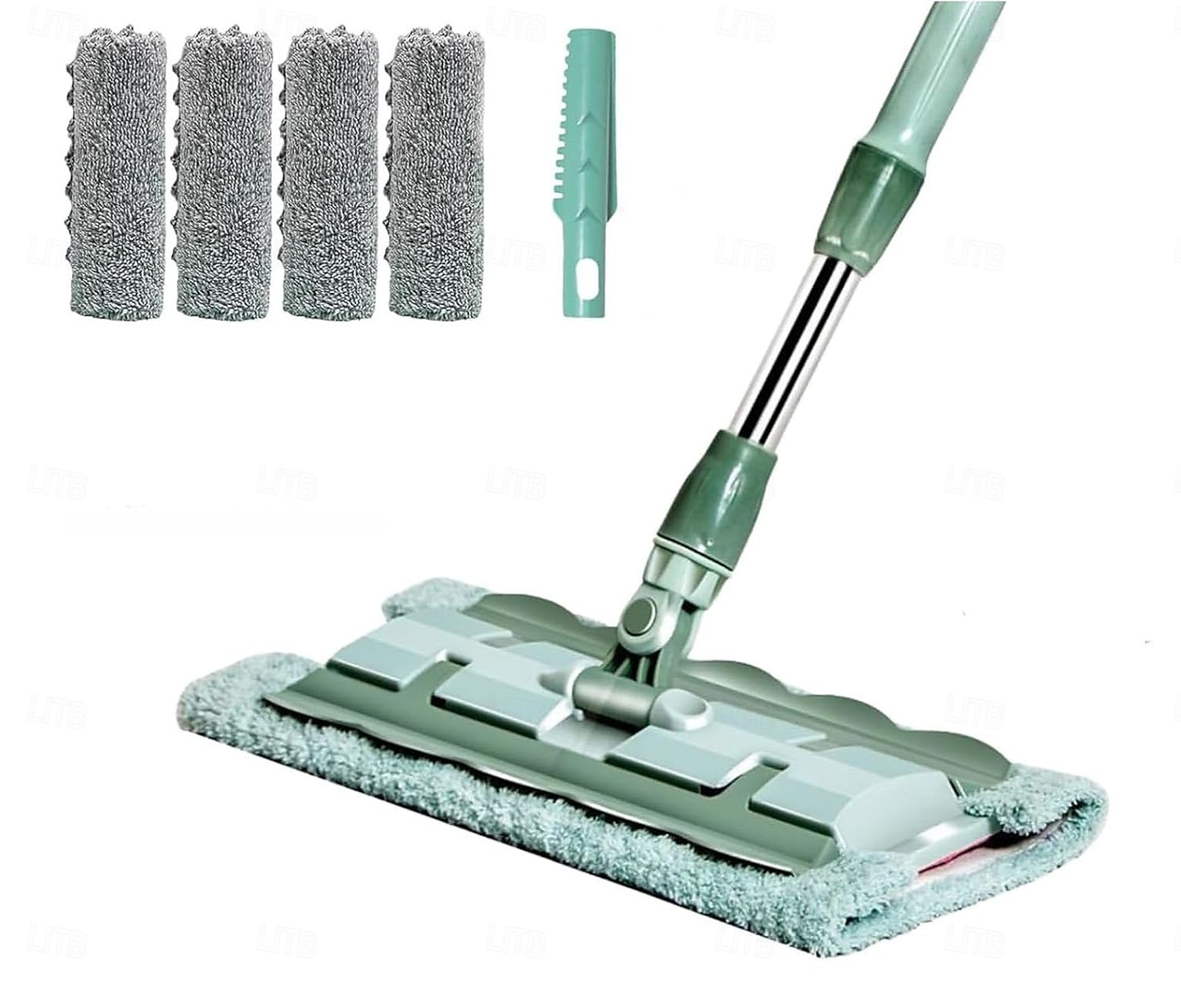 Queens Finders, mocio in microfibra girevole a 360 gradi, mocio piatto regolabile con manico in acciaio inossidabile e 4 panni lavabili riutilizzabili per la pulizia della casa del 2025 a $23.99 –P6