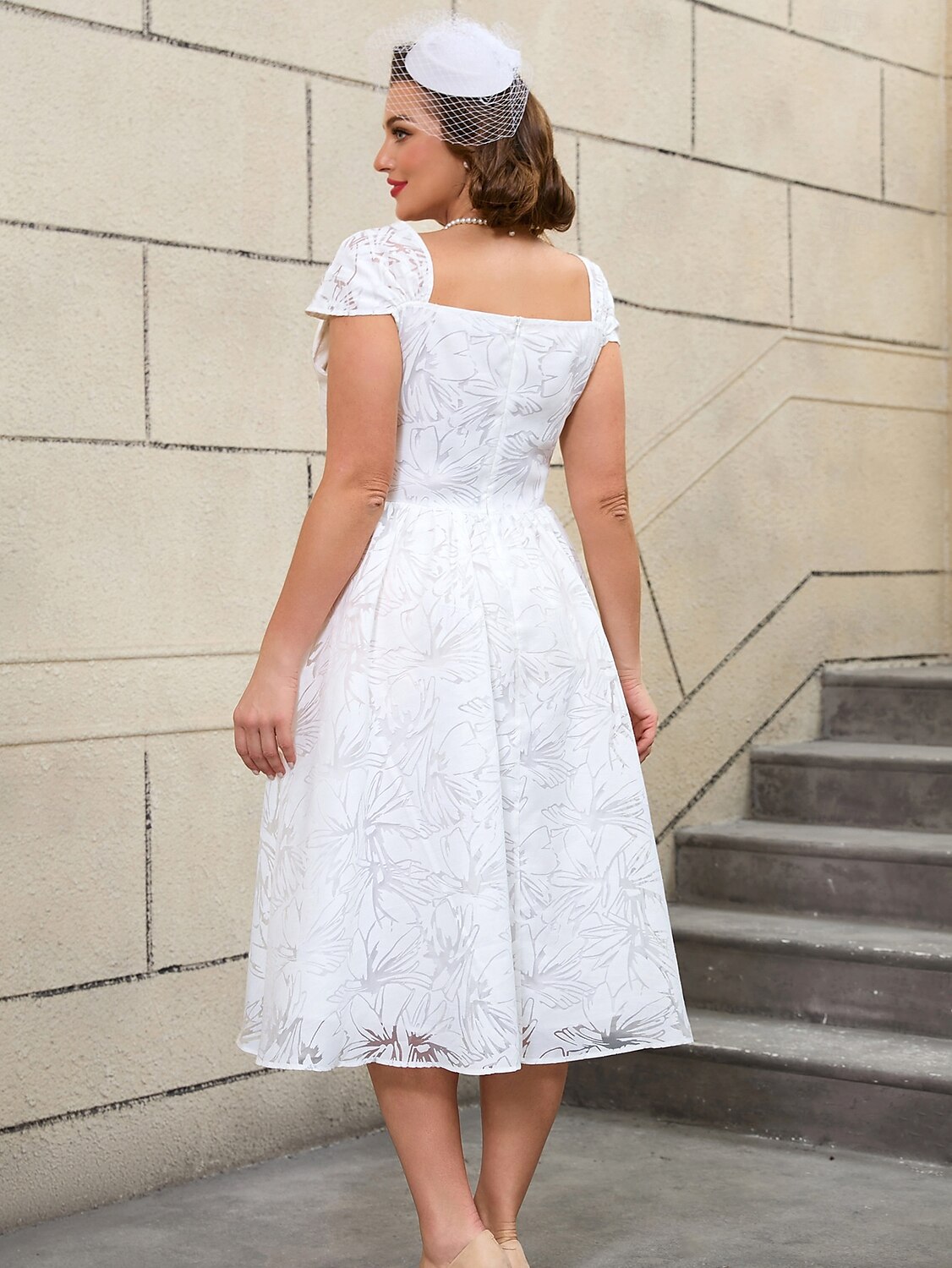 Retro Vintage 1950er Rockabilly Midlänge A-Linien-Kleid Ausgestelltes Kleid Übergröße Blumen A-Linie Damen Urlaub Heimkehr Party & Abend Erwachsene Kleid Frühling & Sommer 2025 - $72.99 –P10