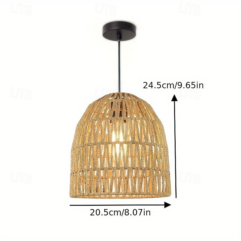 Lampa wisząca w stylu rustykalnym vintage, metalowa pleciona lina, splot bambusowy, wysokość 25 cm, ciepłe białe/białe światło, e26 e27, regulowany łańcuszek 2026 - $69.99 –P5