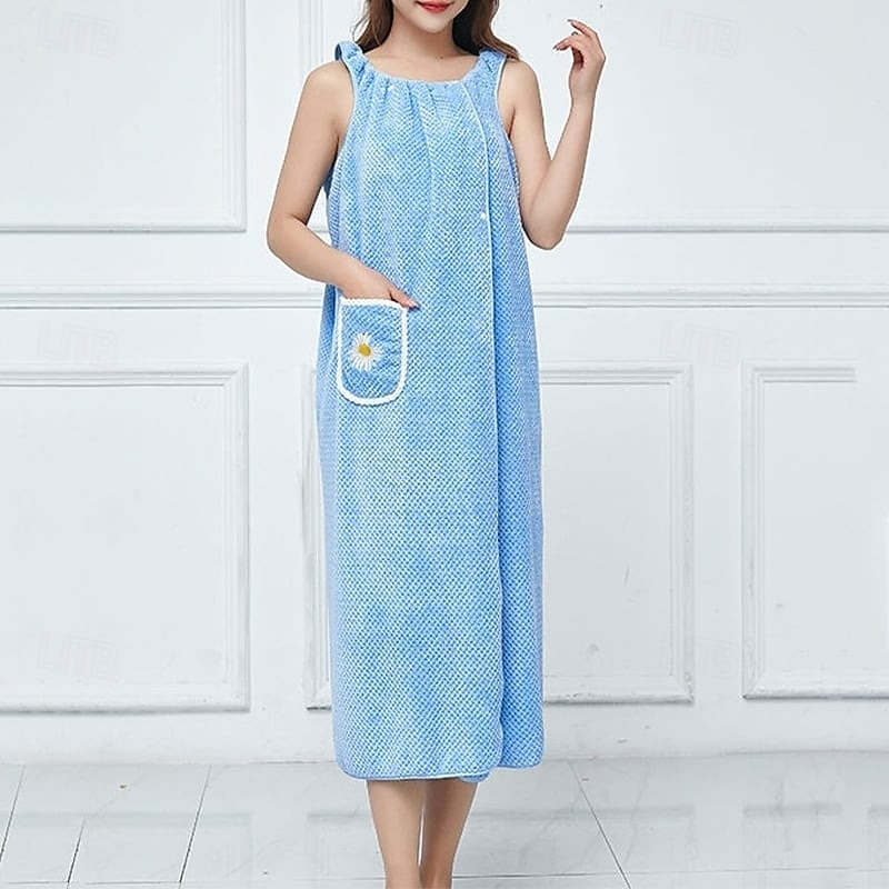 Asciugamano da bagno in pile di corallo, ad asciugatura rapida, assorbente, indossabile, gonna da doccia per donna, morbido, spesso, ad asciugatura rapida, accappatoio per la casa, pigiama del 2025 a $11.99 –P4