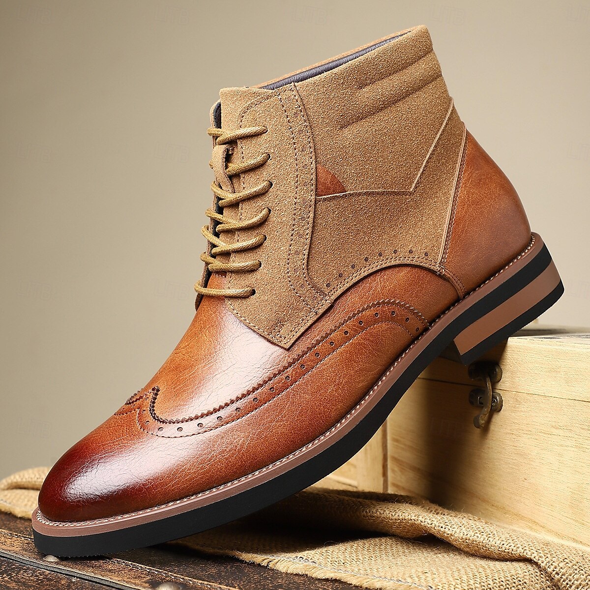 Per uomo Stivali Camminata Vintage Casual Britannico Pelle PU Camoscio Confortevole Antiscivolo Caldo Allacciatura Nero Giallo Marrone Autunno Inverno del 2025 a $54.99 –P8