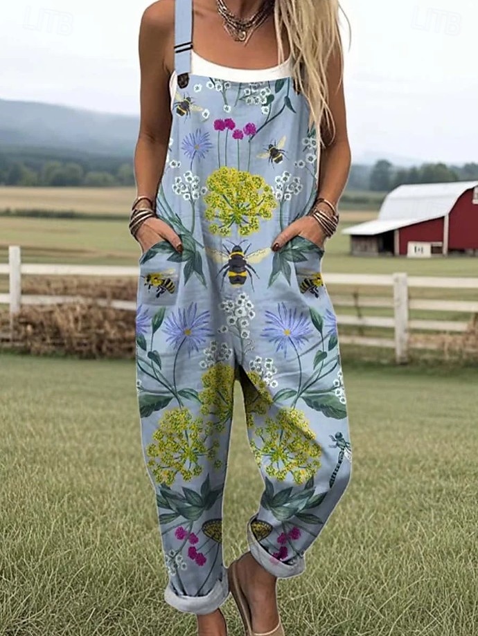 Women's Romper Active Graphic Sleeveless Buttons Vacation Street Loose Fit White Yellow Pink Summer 2025 - $34.99 –P6