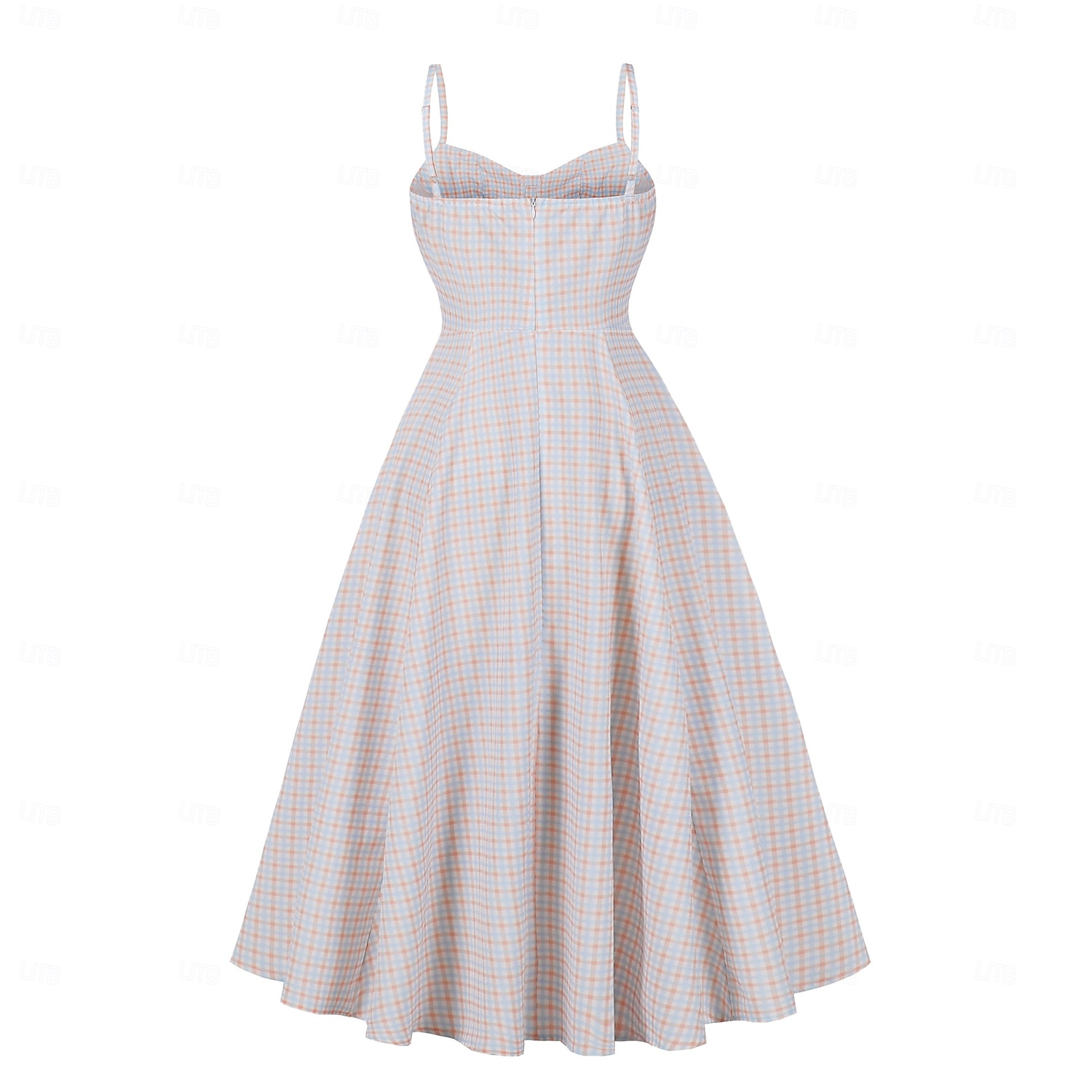 Retró 1950-es Rockabilly Déli Flapper ruha Swing ruha Spagetti szíj Fit and Flare Zsebekkel Kockás Női Álarcos mulatság Vakáció Hétköznapi Retro témájú buli Felnőttek Ruha Tavaszi nyár 2025 - $36.99 –P2