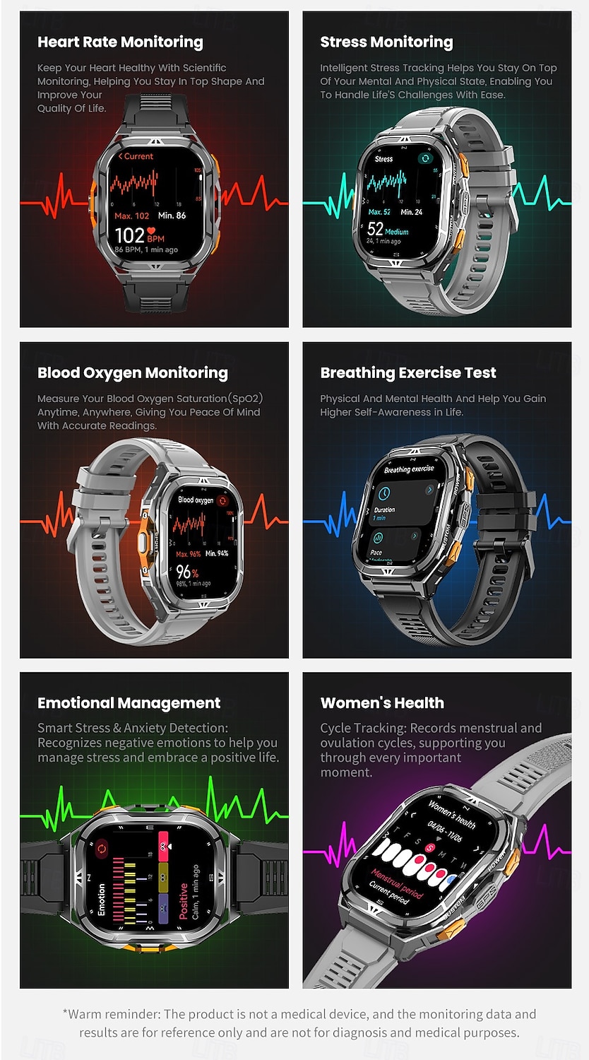 X5 Montre intelligente 1.96 pouce Smartwatch Montre Connectée Bluetooth Rappel d'appel Moniteur d'Activité Moniteur de Fréquence Cardiaque Rappel sédentaire Trouver mon Appareil Compatible avec de 2025 ? $68.99 –P9