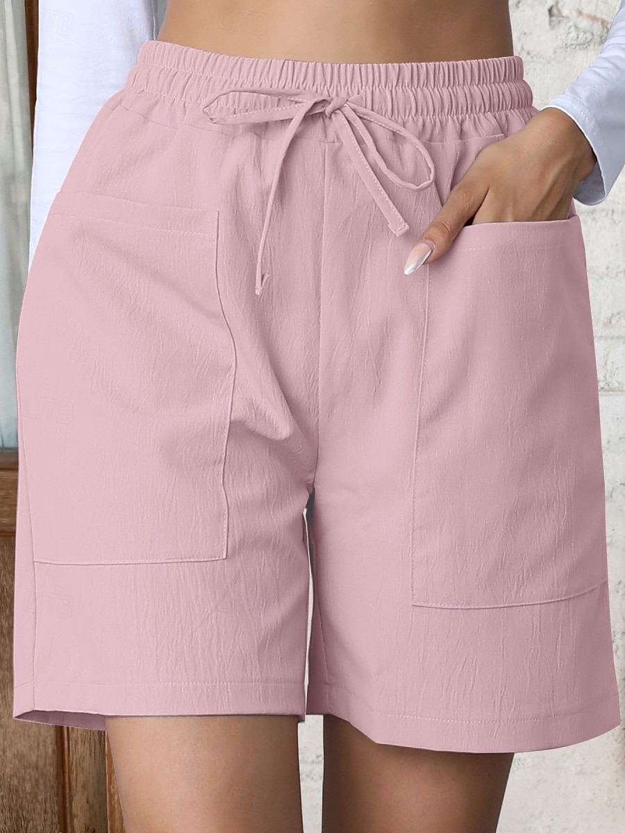 Pentru femei chinez Pantaloni Scurți De Bază Casual Scurt Talie Înaltă Simplu Buzunar Curea elastică Confortabil Απαλό Comfortabil Strech În aer liber Stradă Caisă Alb Roz Îmbujorat Albastru piscină 2025 - $15.99 –P11