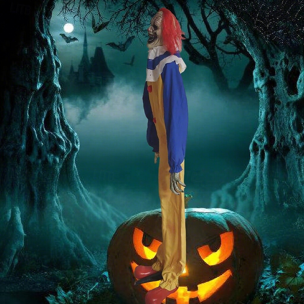 Grote buitenclown met elektrische sensor, geluid en licht, Halloween-tuindecoratie, rekwisieten met beweging, geluid en licht 2025 - $258.89 –P5