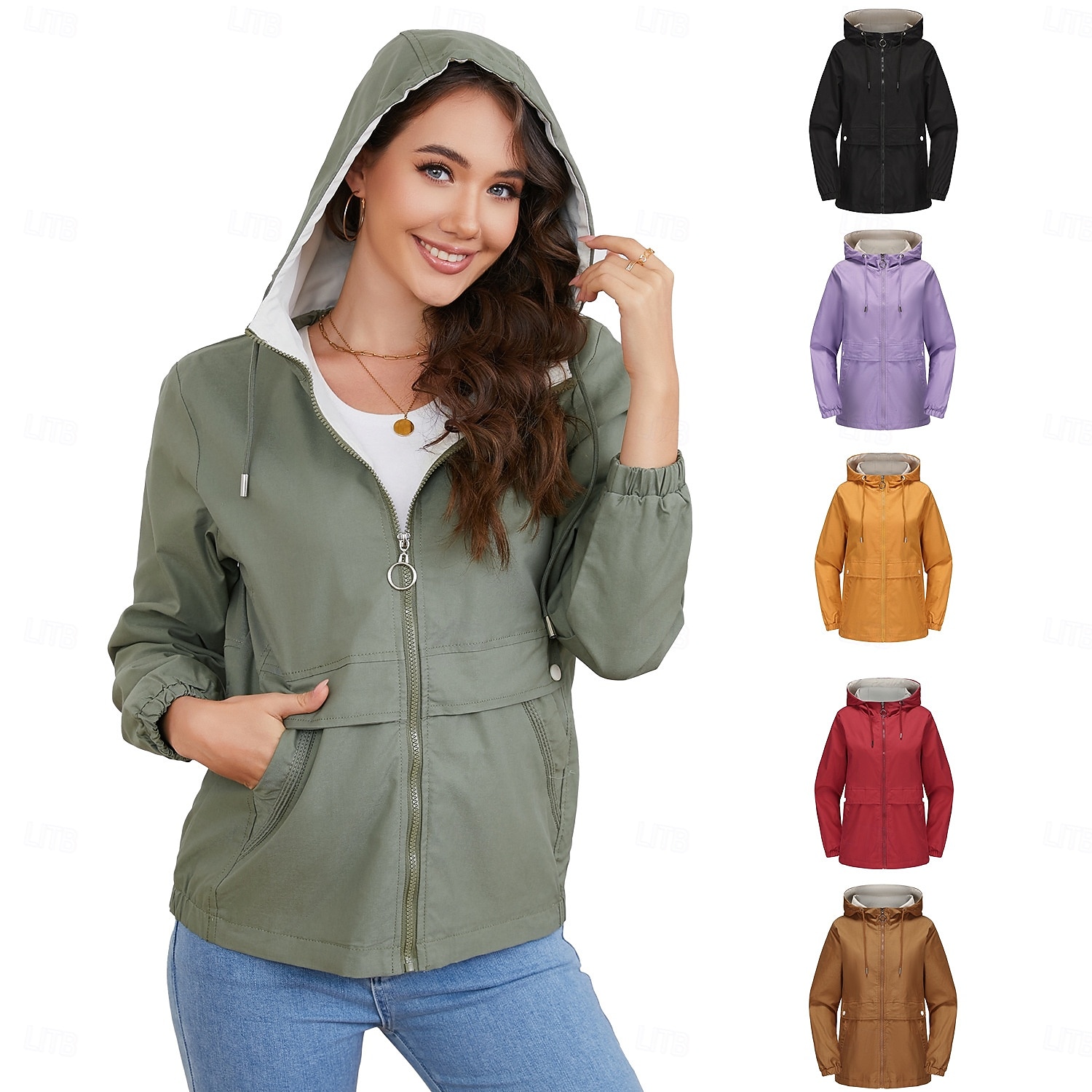 Dam Trenchcoat Hoodiejacka Bekväm Andningsfunktion Dragkedja Ficka Ledigt Slät Semester Gata Dagliga kläder Utekväll Dragkedja Normal Luvtröja Normal Långärmad Ytterkläder Svart Gul Vin Vår Höst 2025 - $51.99 –P1