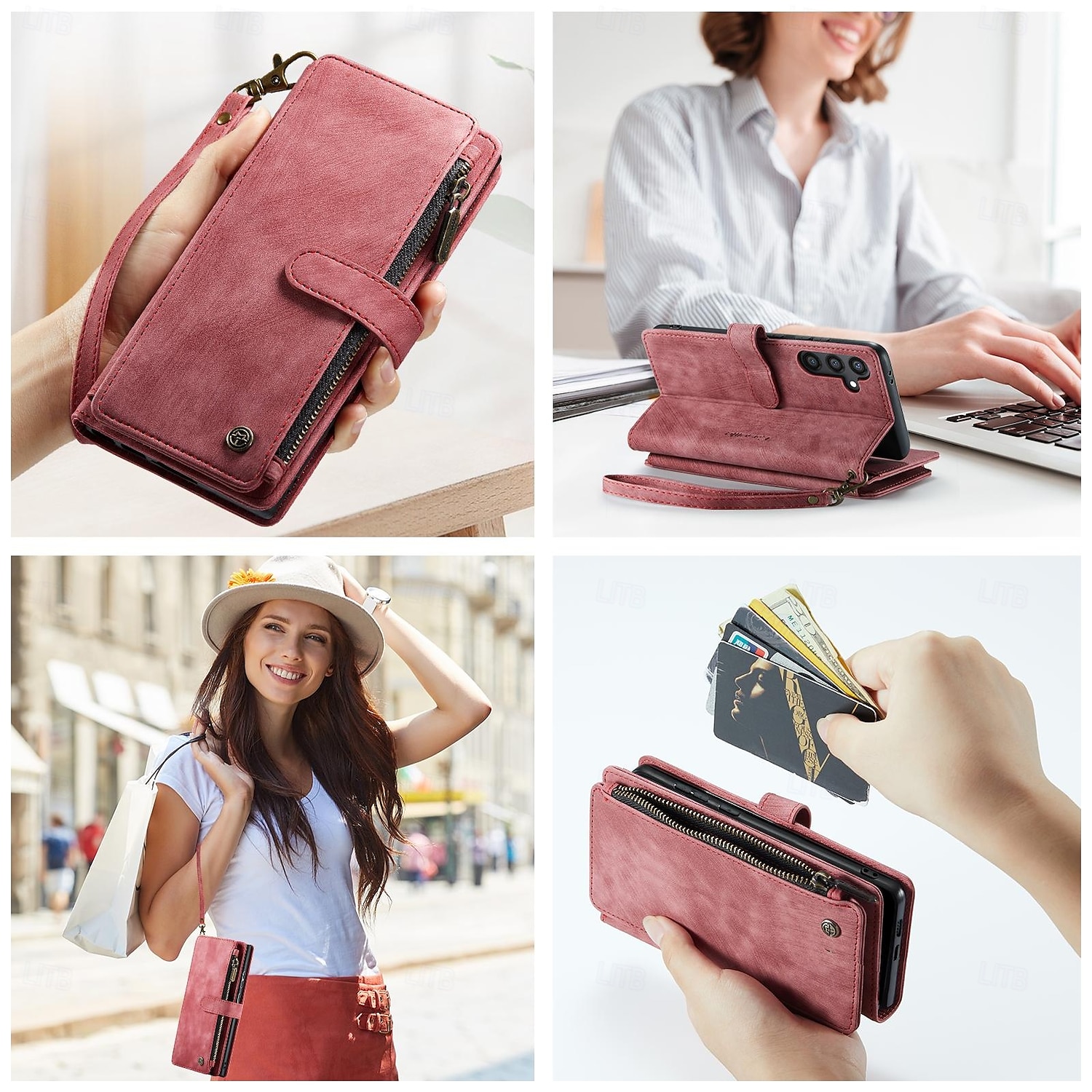 Case with Wrist Strap CASEME C30 Samsung Series Zip Multi-Card Pouch PU Leather Case 2025 - $17.99 –P12