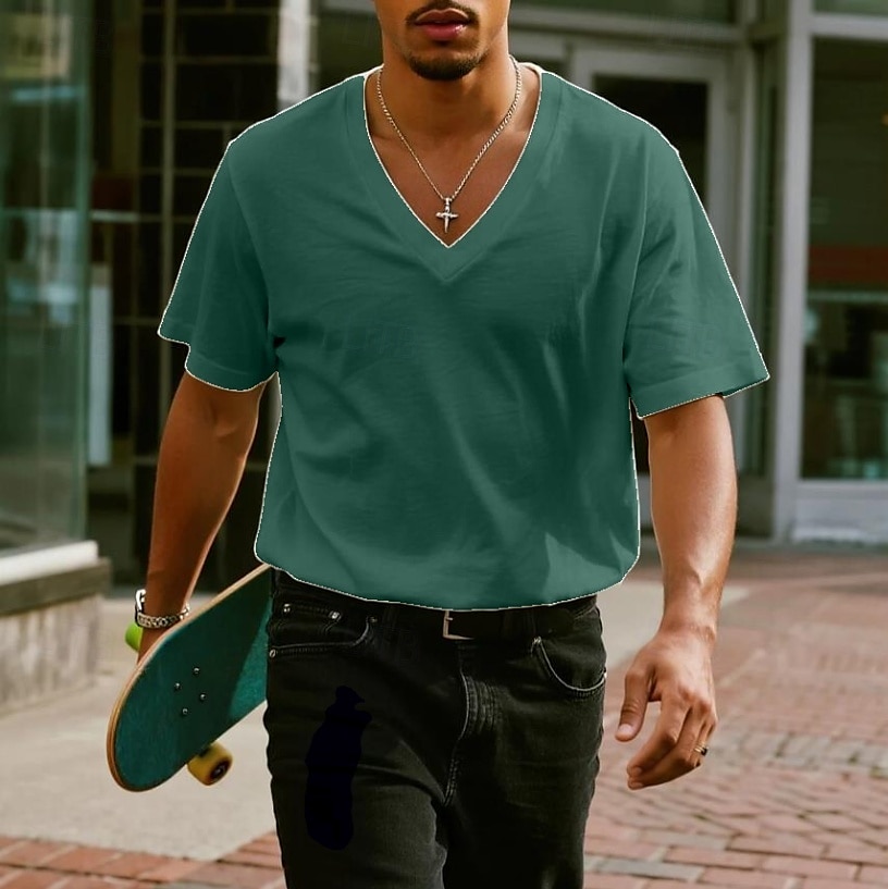 Bărbați Tricou Tee Top Manșon scurt Mânecă scurtă În V Vară Simplu Designer De Bază Contemporan modern Stil Clasic Vacanță Stradă Casual Alb Verde Gri Deschis Top tricou pentru bărbați 2025 - $12.99 –P8