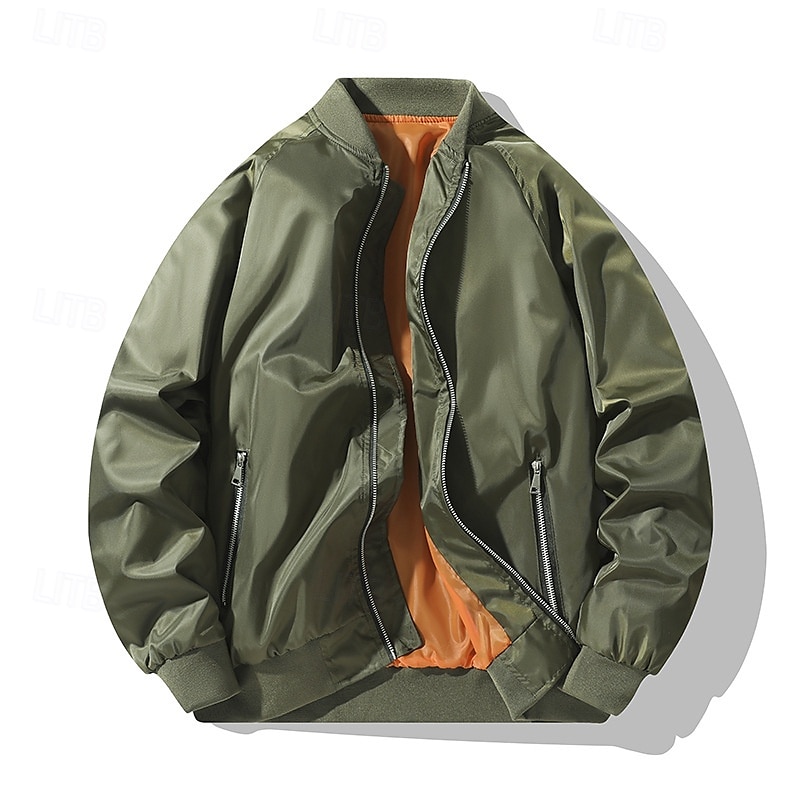 Per uomo Giacca Leggera Giubbotto bomber Giacca Casual Vacanza Quotidiano Tasca Primavera Autunno Semplice Moda Classico Collo alla coreana Regolare Nero Verde militare Giacca del 2025 a $39.99 –P1