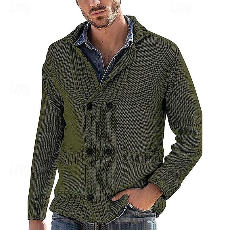 Voor heren Trui Vest Trui Geribd breien Normale tops Gebreid Effen Omgeslagen kraag Opwarm Kleding Modern eigentijds Casual Alledaagse kleding Kleding Lente & Herfst Zwart Wit M L XL 2025 - $47.99 –P5