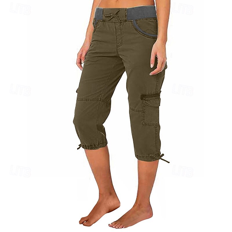 Femmes Pantalons Cargo Pantalons de randonnée Extérieur Coupe régulière Respirant Bas Avec Poches Noir Vert Véronèse Coton Camping / Randonnée Course S M L XL XXL de 2025 ? $22.99 –P8