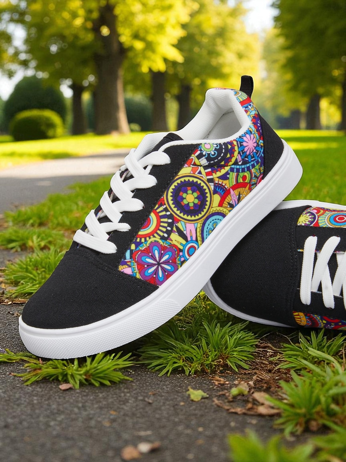 Baskets en toile colorées pour femmes – chaussures à lacets décontractées et légères avec un imprimé artistique vibrant, parfaites pour la marche, les voyages et le style urbain au quotidien de 2025 ? $24.99 –P2