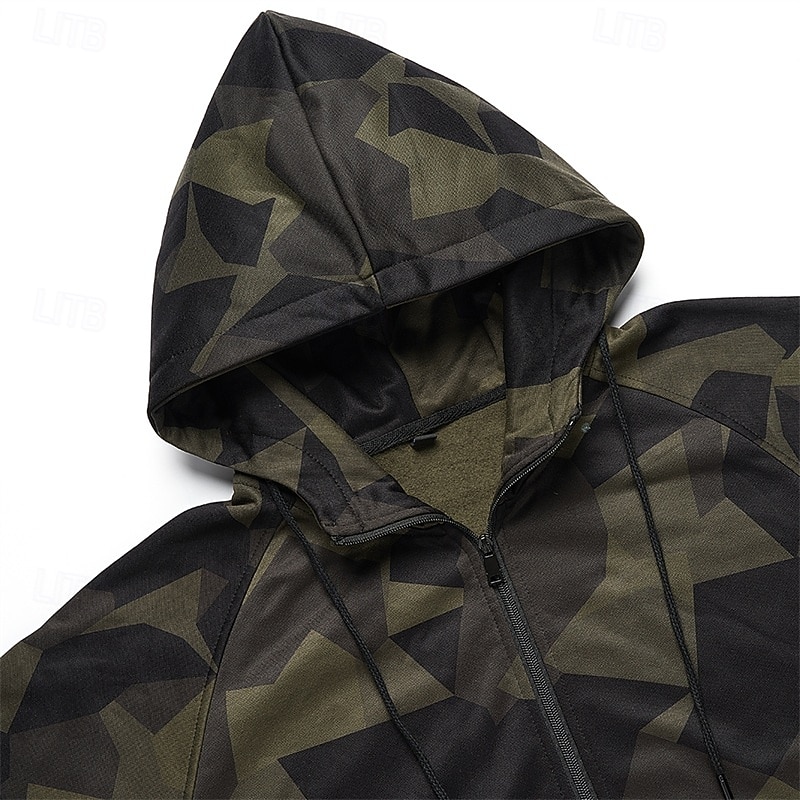 Herren Kapuzensweatshirt Vollreißverschluss-Kapuzensweatshirt Armeegrün Blau Khaki Mit Kapuze Einfach Tarnung Tasche Sport & Outdoor Lässig Täglich Streetwear Cool Sportbekleidung Frühling & Herbst 2026 - $28.99 –P4