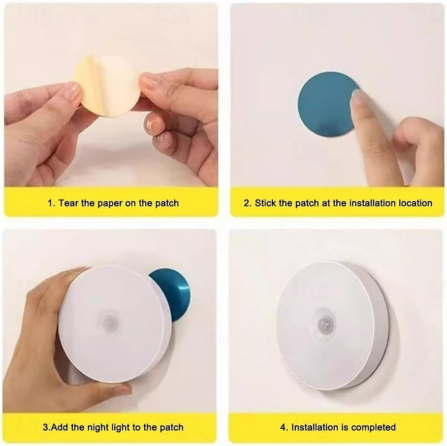 Lampes à détecteur de mouvement d'intérieur, veilleuses LED autocollantes, veilleuse rechargeable par USB, lumière chaude à intensité variable pour couloir, chambre, escaliers, cuisine, armoire, de 2025 ? $11.99 –P6