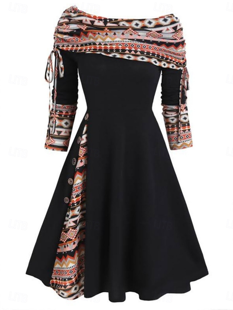 Damen Minikleid A Linie Kleid Lässig Täglich Normale Passform Karomuster Langarm Schulterfrei Schwarz Rote Marineblau Königliches Blau Frühling Herbst Winter 2025 - $31.99 –P4