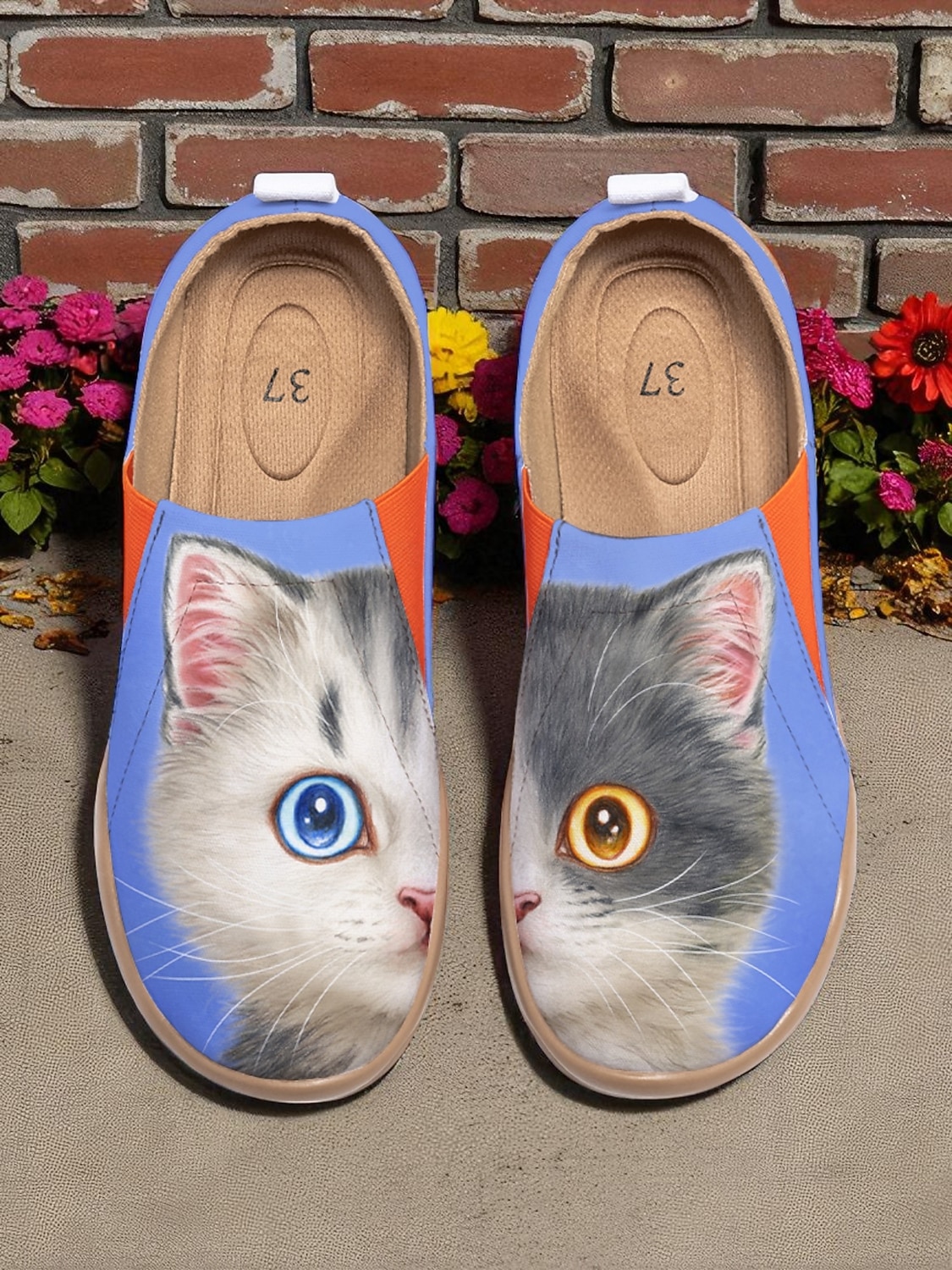 Kolorowe, wsuwane buty damskie Cat by Kayomi Harai z nadrukiem kota – urocze, codzienne mokasyny dla miłośniczek kotów, idealne na co dzień, w podróż i na weekendowe wyjścia 2025 - $59.99 –P3