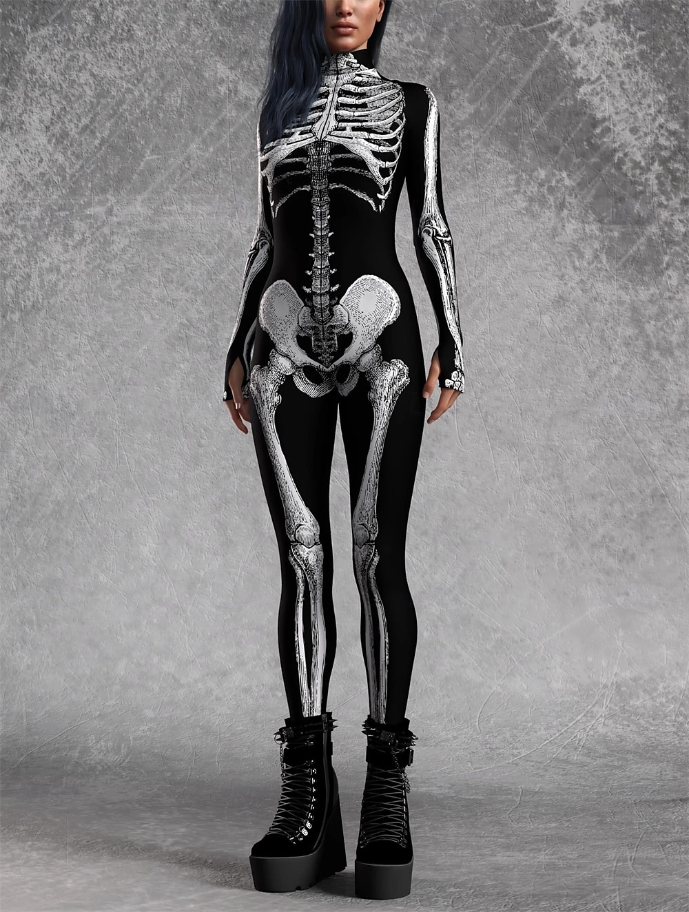 Totenkopf Halloween Bodysuit Ganzkörper-Catsuit Gruseliges Kostüm Kinder Erwachsene Herren Damen Jungen Halloween Karneval Tag der Toten Leistung Party Club Einfache Halloween-Kostüme Verkleiden 2025 - $29.99 –P5
