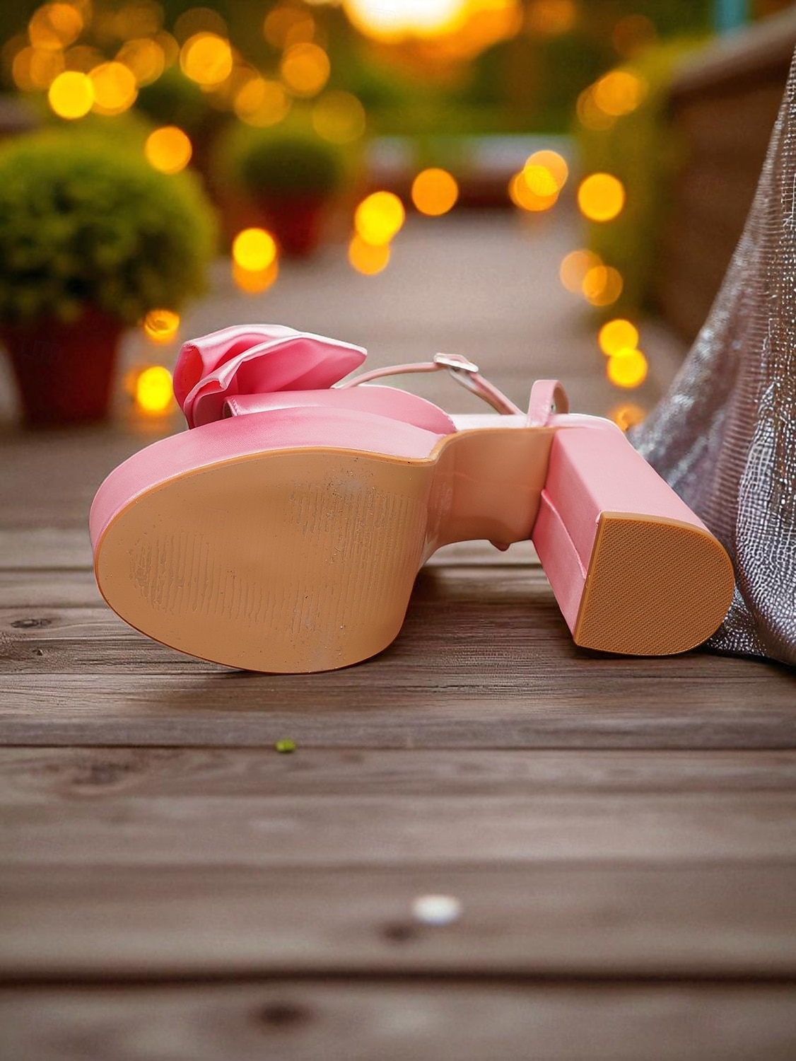 Women's Pink Satin Platform Heels with Oversized Bow and Ankle Strap - Playful Chunky High Heels for Nightlife Parties and Club Events 2025 - $42.99 –P5