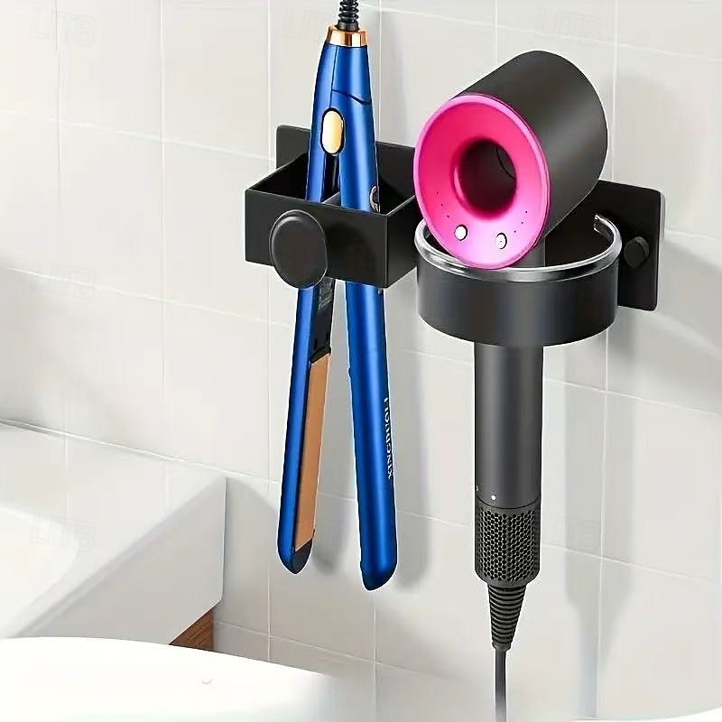 Wandmontierter Organizer für Haarwerkzeuge, Badezimmer-Aufbewahrungshalter ohne Bohren für Haartrockner und Glätteisen &Lockenstab, leichter 300 g Haar-Accessoire-Ständer mit Handtuchhaken, passt zu 2026 - $23.99 –P8