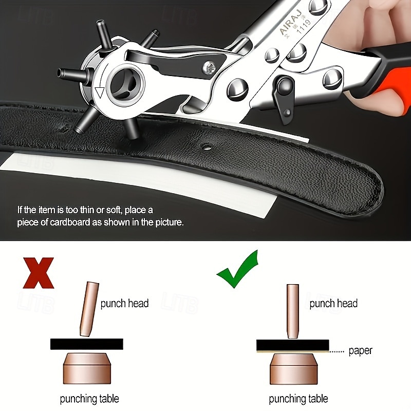 1pc Heavy-Duty Faux Leather Belt Hole Punch Pliers  Rotary Steel Hand Tool with Red Rubberized Grip for Belts Sewing Projects & Crafting  Perfect Gift for DIY Enthusiasts Faux Leather Hole Punch 2025 - $21.99 –P6