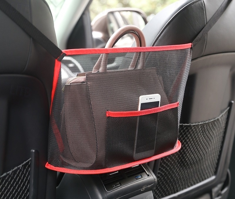 autós hálózseb kézitáska tartó autósülés tárolórendszerező hálós táska hátsó ülés összecsukható tasak kartámasz konzol akasztható tároló a legszükségesebb dolgokhoz 2026 - $11.99 –P13