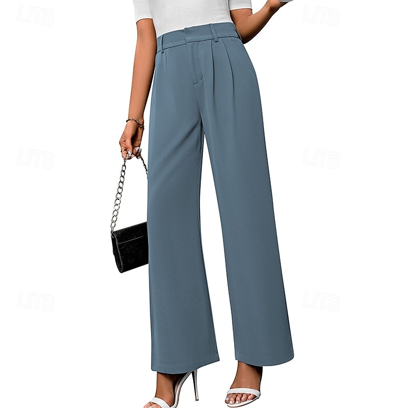 Per donna Gamba larga Pantaloni Eleganti Streetwear Casual Lunghezza intera Naturale Semplice Elastico in vita Confortevole All'aperto Vacanza Ferie Marrone rossastro Rosso violaceo Cenere Grigio del 2025 a $27.99 –P10