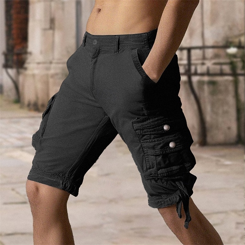 Per uomo Pantaloni capri Pantaloncini cargo Pantaloncini Estivi Multi-tasche Tasca con Patta Semplice Comodità Indossabile Lunghezza al polpaccio Quotidiano All'aperto Sport Moda Casual Cachi Nero del 2026 a $31.99 –P2