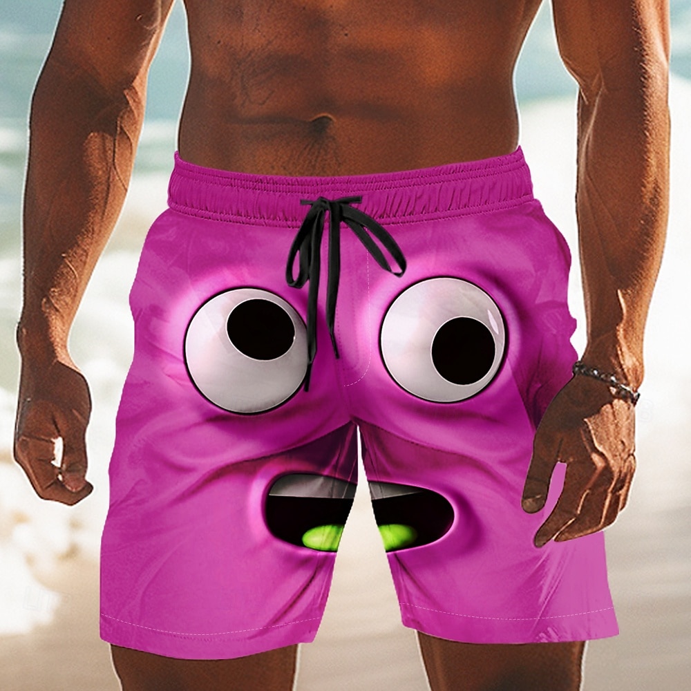 Homme Dessin Animé 3D Visage Souriant Maillots de bain Shorts de bain Shorts de Surf Taille Moyenne Drôle Extérieur Vacances Tenue Quotidienne Poches Latérales doublure en maille Taille élastique de 2026 ? $20.99 –P3