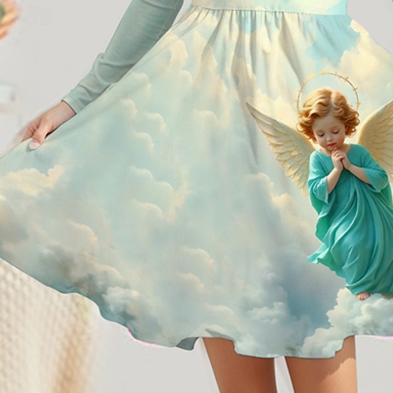 Mädchen' 3D Grafik Kleid Langarm Sommer Frühling Urlaub Täglich Ferien Prinzessin Schön Süß Kinder 4-12 Jahre Freizeitkleid A Linie Kleid Knielang Normale Passform 2025 - $16.99 –P3