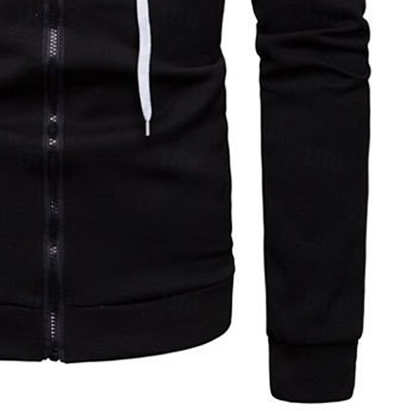 Hombre Sudadera Sudadera con capucha y cremallera completa Negro Azul Marino Azul Piscina Naranja Con Capucha Plano Retazos Cremallera Bloque de Color Deporte Casual Diario Ropa de calle Fresco Ropa 2025 - $23.99 –P7