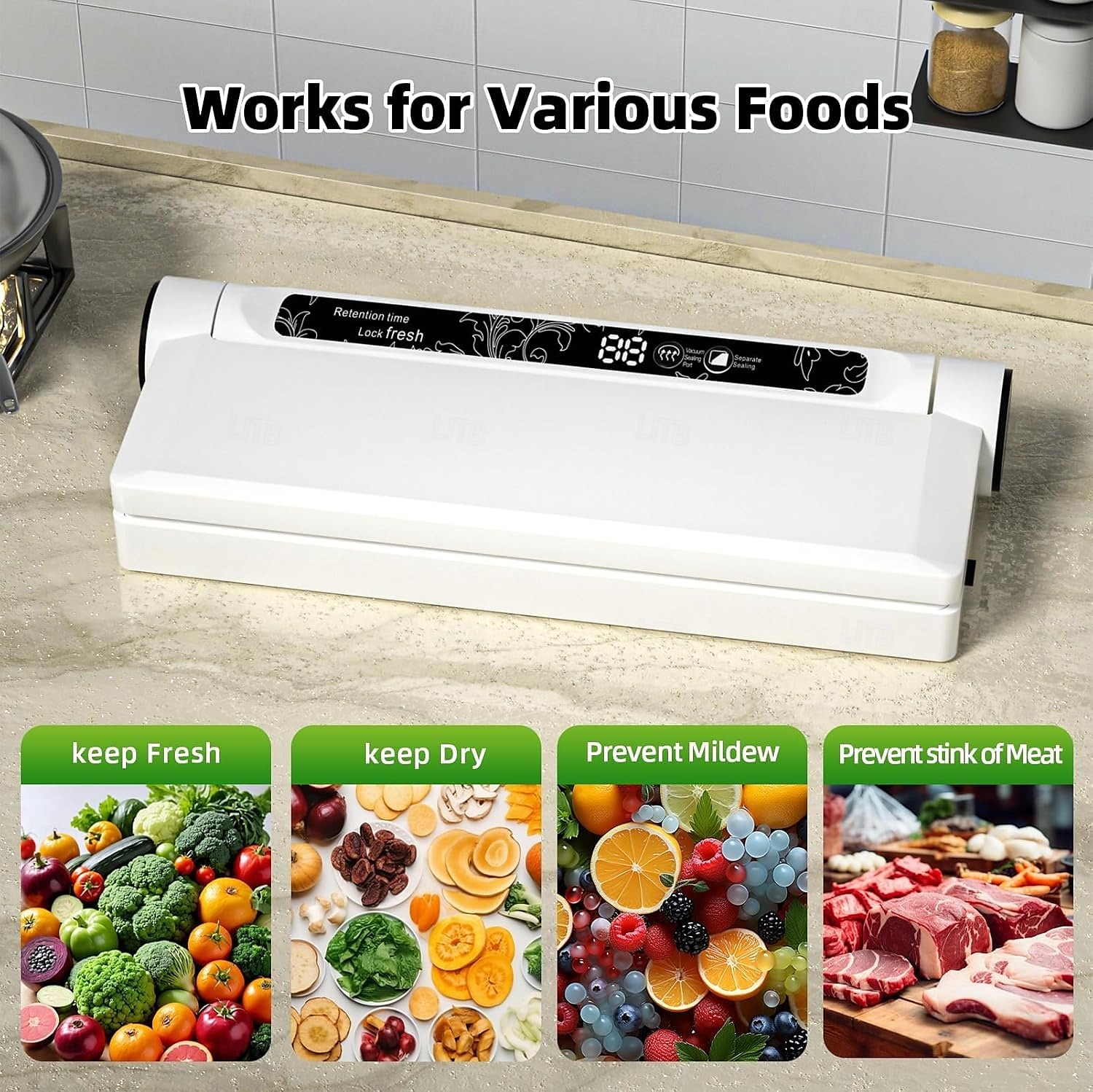 Food Storage Vacuum Sealer Machine, 75KPA Strong Suction, Dry/Wet Modes, 20 Vacuum Seal Bags for Food, Digital Countdown Timer, Compact Lightweight, Ideal for Home Kitchen Use 2025 - $27.99 –P5