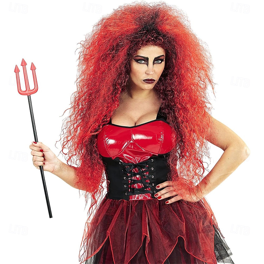 Syntetická paruka pro čarodějnice – velký účes na kostýmní večírek, Halloween, karneval a párty s motivem motta, ideální pro kostým staré čarodějnice 2025 - $25.99 –P3