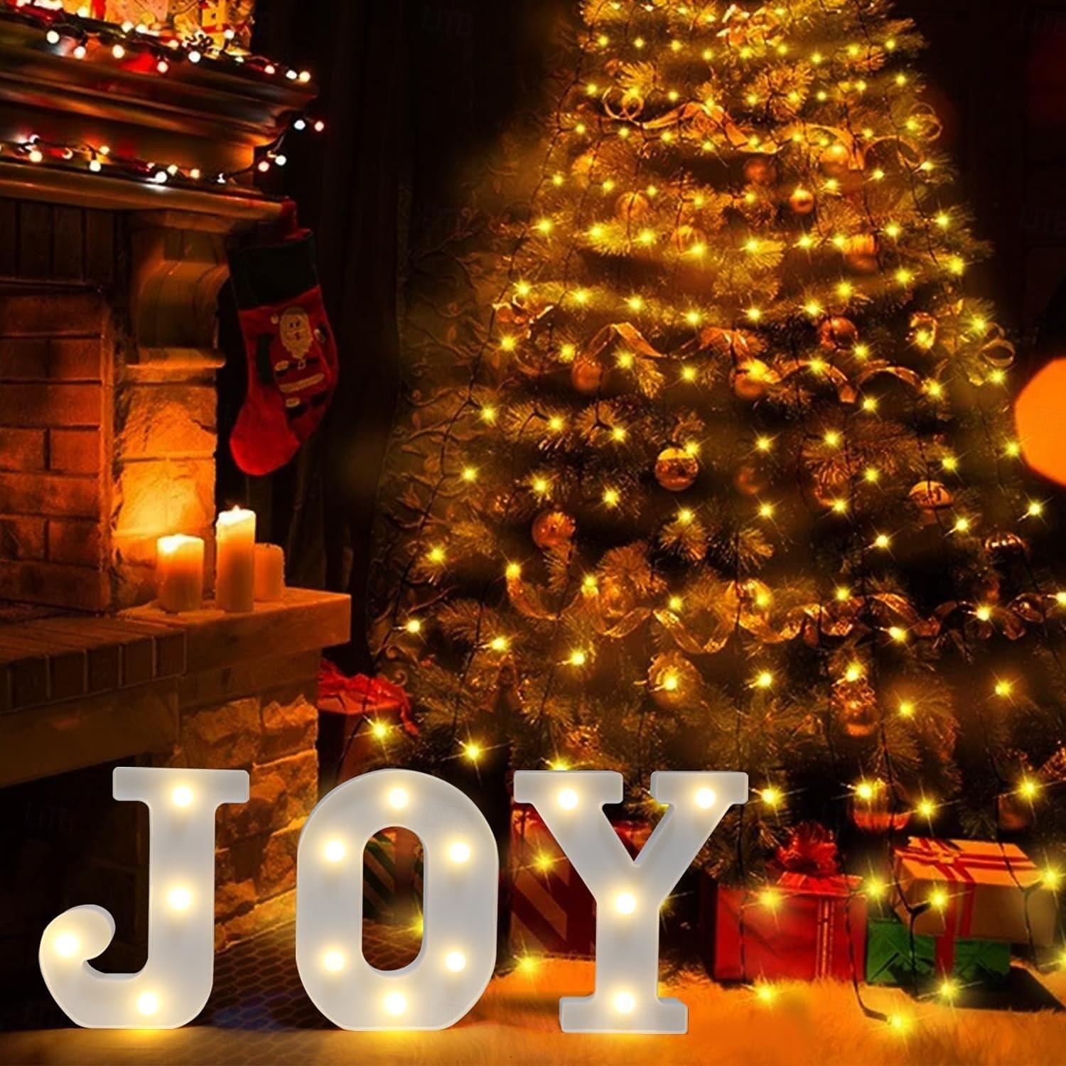 Christmas Decorations Indoor Home Decor - 3 LED 8.5 Inches Marquee Light Up Joy Letters Lights Sign Battery Operated Christmas Signs for Mantel Home Bar Party Bedroom Wall Fireplace Xmas Decor 2025 - CAD $16.99 –P8