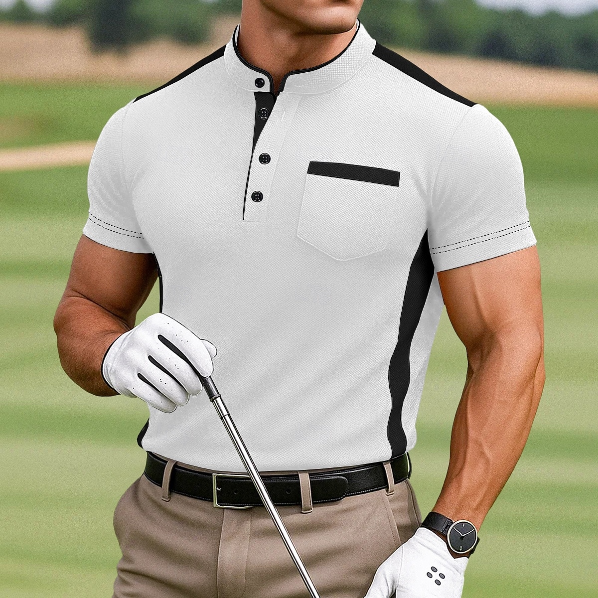 Pánské Sportovní polokošile Golfové polokošile Ležérní Sport Henley Krátký rukáv Módní Pohodlné Pevná barva Bez vzoru Barevné bloky Knoflíky Léto Jaro Celý rok Černá Šedá Sportovní polokošile 2026 - $24.99 –P6