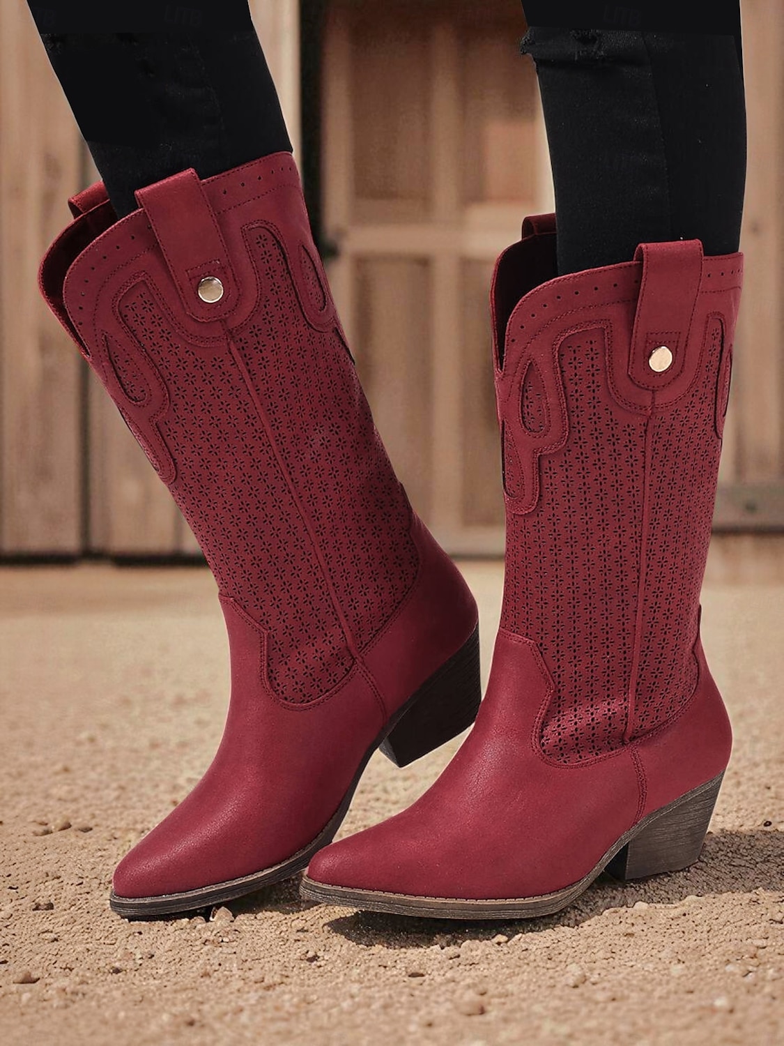 Bottes de cowboy style western pour femmes – bottes mi-mollet en similicuir marron pour les festivals d'automne, les citrouilles et les tenues champêtres de 2025 ? $46.99 –P2