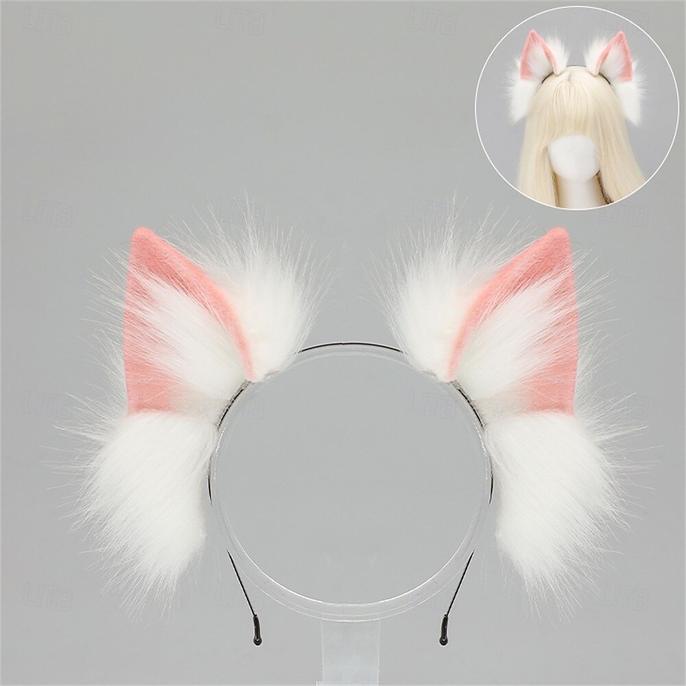 Fascia con orecchie da lupo realistiche – orecchie da volpe e lupo lolita fatte a mano per cosplay, stile kc, feste, convention e accessori per giochi di ruolo del 2025 a $30.99 –P7