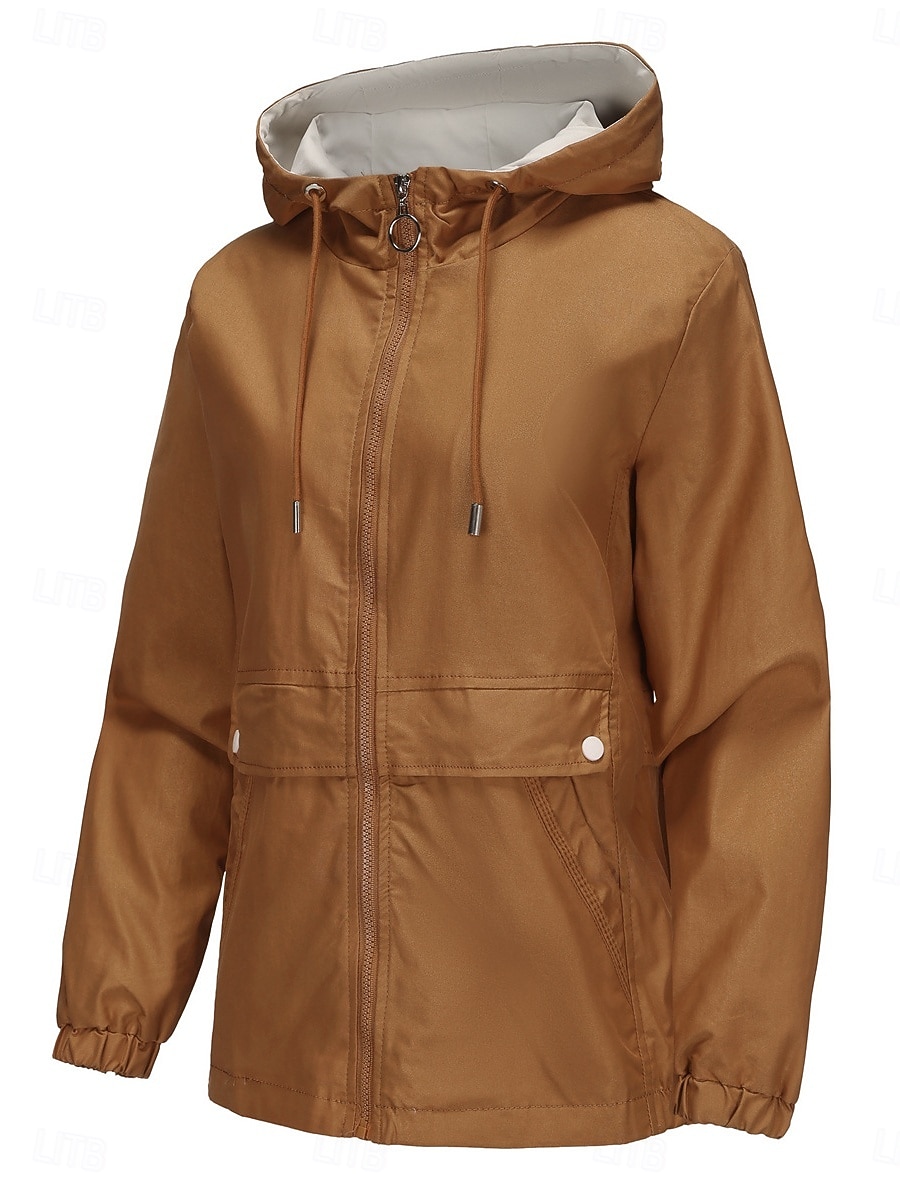 Dam Trenchcoat Hoodiejacka Bekväm Andningsfunktion Dragkedja Ficka Ledigt Slät Semester Gata Dagliga kläder Utekväll Dragkedja Normal Luvtröja Normal Långärmad Ytterkläder Svart Gul Vin Vår Höst 2025 - $51.99 –P17