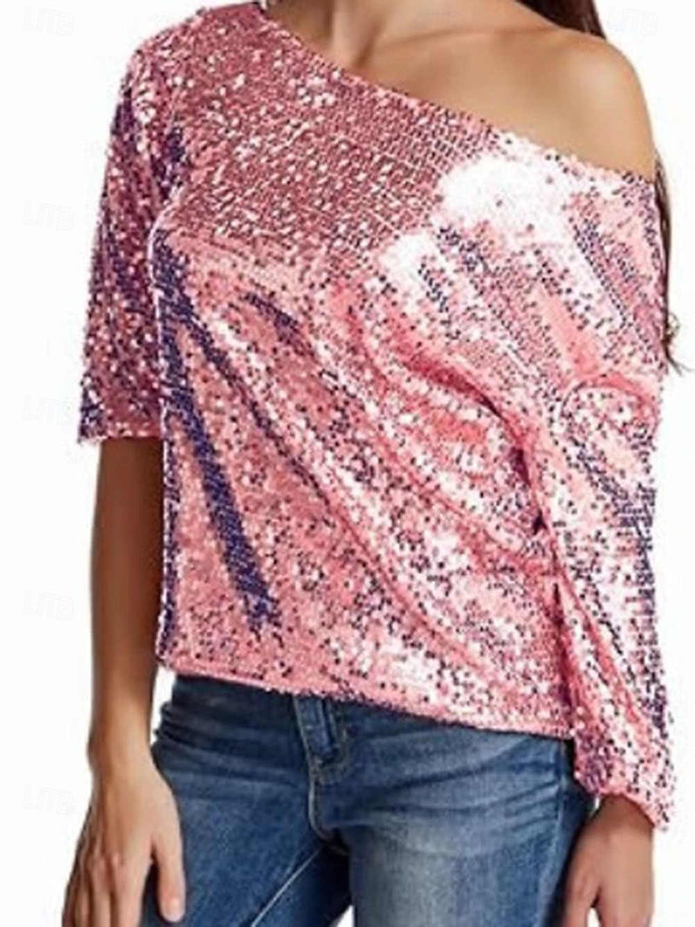 Naisten Paljetti Kimalteleva Juhla Glitter Paljetti sparkly Tyylikäs Pitkähihainen kylmä olkapää Tavalliset topit Päivittäin Pyhäpäivä Hopea Musta Punastuvan vaaleanpunainen Viini Kulta Kevät Syksy 2026 - $31.99 –P3