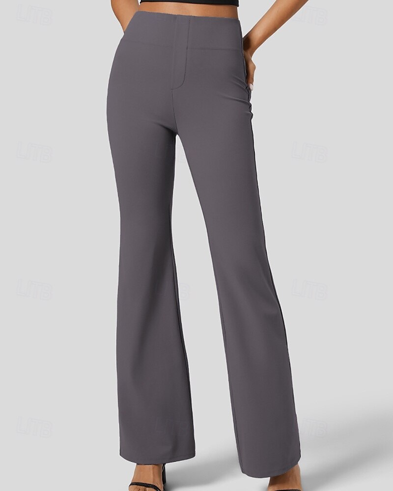 Per donna Gamba larga Pantaloni a zampa Pantaloni Eleganti Streetwear Casual Lunghezza intera Naturale Semplice Tasca Elastico in vita Comodo All'aperto Vacanza Ferie Grigio scuro Nero Verde militare del 2025 a $24.99 –P7