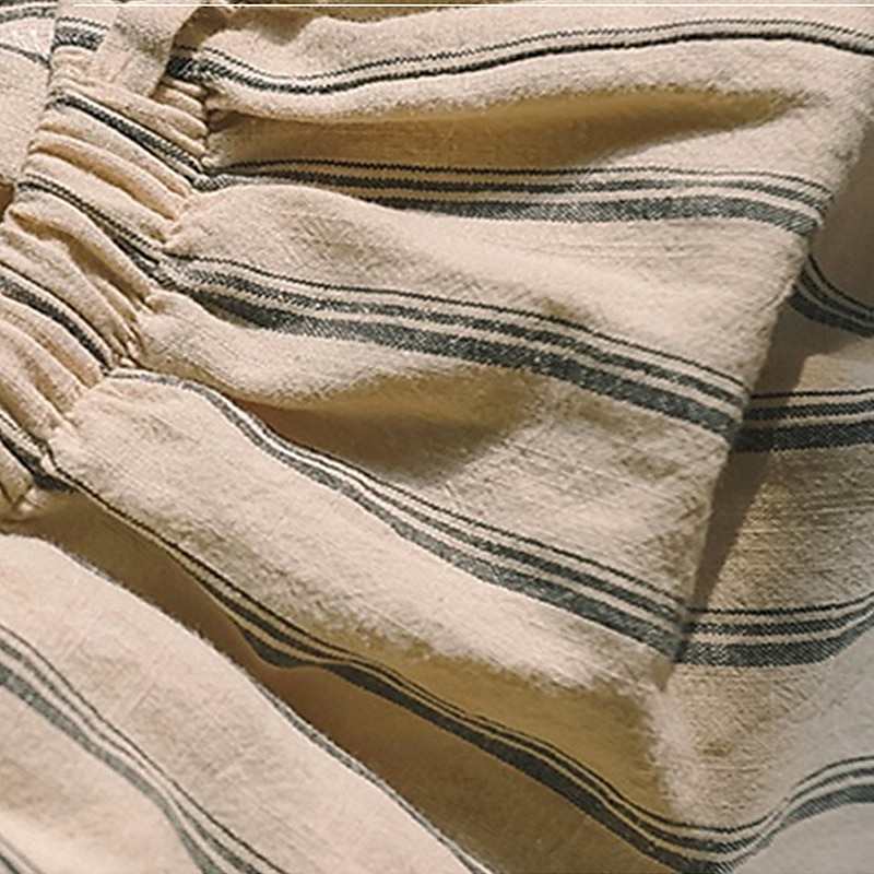 damchinos i 100 % bomull, vida ben, semesterbyxor, vintage, etnisk stil, lång, medelhög midja, randig, oelastisk, semesterhem, avslappnad, vit, marinblå, sommar, vår, höst, lös passform 2025 - $45.99 –P5