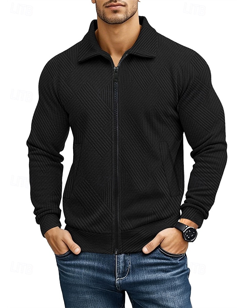 Homme Veste Légère Veste Décontractée Vacances Quotidien Respirabilité Avec Poches Jacquard Printemps Automne Uni Mode Classique Revers Régulier Noir Blanche bleu marine Kaki Gris Claire Veste de 2025 ? $29.99 –P12