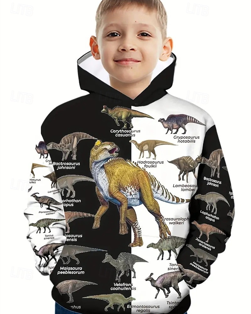 Pojkar 3D Djur Dinosaurie Huvtröja Långärmad Vår Höst Mode Streetwear Barn 4-12 år Huva Utomhus Ledigt Dagligen Normal 2025 - $18.99 –P3